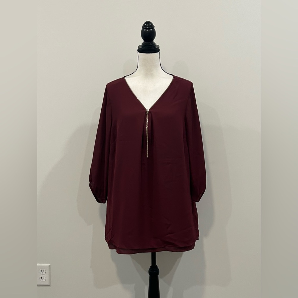 City Chic Zip Up Blouse